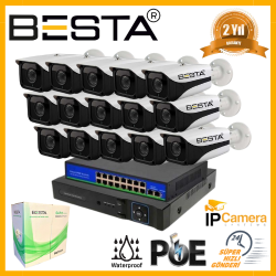 Besta 5 MP 1440P 15 Dış Mekan Kameralı IP POE Güvenlik Seti KD-8015