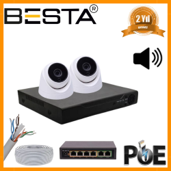 Besta 5 MP 1440P 2 İÇ MEKAN KAMERALI DAHİLİ MİKROFONLU IP POE Güvenlik Seti KD-1743