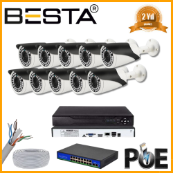 Besta 5 MP 1440P 10 Kameralı IP POE Güvenlik Seti KD-2540