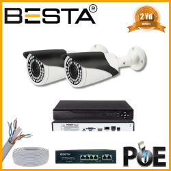 Besta 5 MP 1440P 2 Kameralı IP POE Güvenlik Seti KD-2542