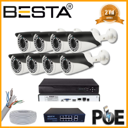 Besta 5 MP 1440P 8 Kameralı IP POE Güvenlik Seti KD-2548