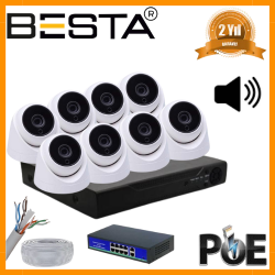 Besta 5 MP 1440P 8 İÇ MEKAN KAMERALI DAHİLİ MİKROFONLU IP POE Güvenlik Seti KD-1746