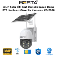3 MP Solar SIM Kart Destekli Speed Dome PTZ Kablosuz Güvenlik Kamerası KD-2086