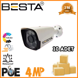 Besta 4 MP 8 ATOM WARM LED IP POE Bullet Güvenlik Kamerası 10 Adet Koli KD-1408