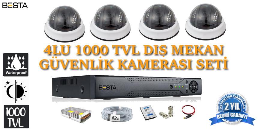 1000tvl 4 iç Mekan Dome Güvenlik Kamera Seti hdd Dahil KD-1037