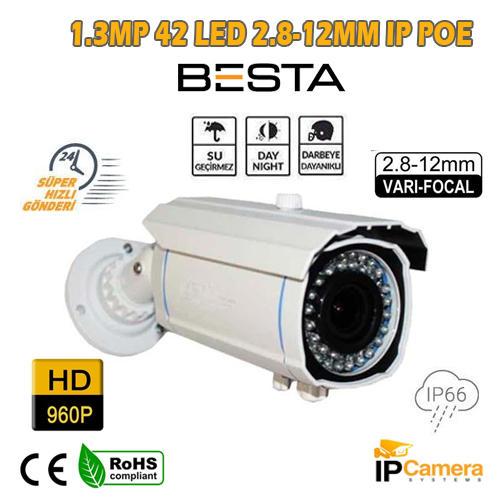 1.3 MP 960P 42 LED 2.8-12MM VARİFOCAL LENS IP POE GÜVENLİK KAMERASI KD-2013IP