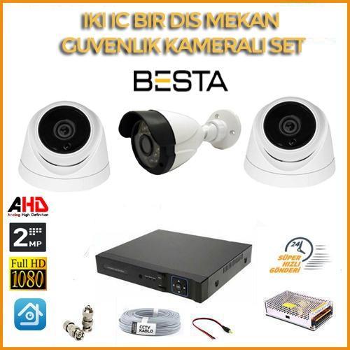 2 MP 1080P 2 İç Mekan 1 Dış Mekan Kameralı Ahd Güvenlik Seti KD-5204