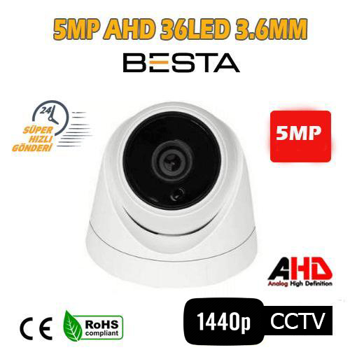 5MP AHD IR CAM 3.6MM 36 LED Dome Güvenlik Kamerası KD-842