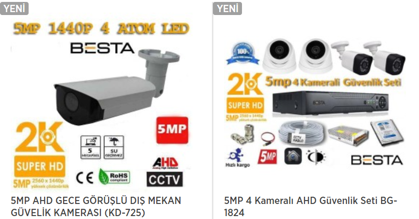 5mp ahd güvenlik kamerası fiyatları