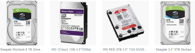 Güvenlik kamerası harddisk