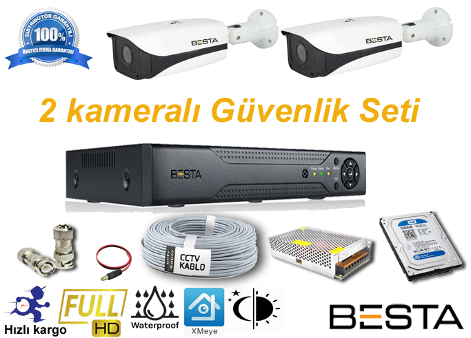 Besta 2 Dış Mekan Kameralı Her Şey Dahil Güvenlik Kamera Seti KD-102