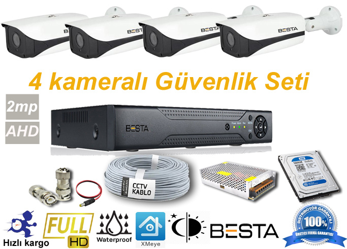 Besta 4 Dış Mekan Kameralı Her Şey Dahil Güvenlik Kamera Seti KD-104