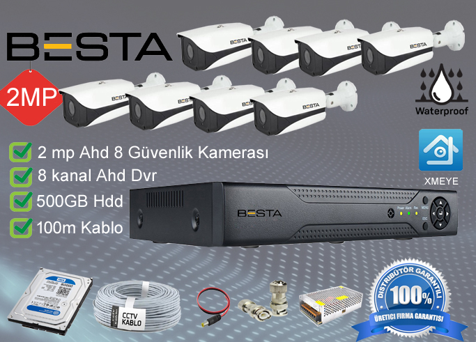 Besta 8 Dış Mekan Kameralı Herşey Dahil Güvenlik Kamera Seti KD-108