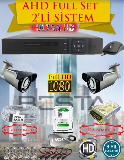 Besta KD-4152 2Mp Ahd 1080P Gece Görüşlü 2 Kameralı Güvenlik Sistemi ( 500GB HDD )