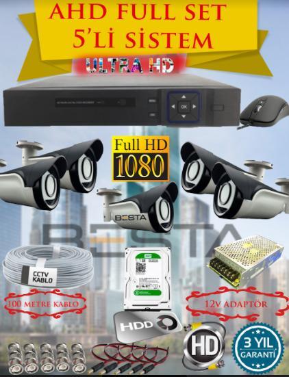 Besta 2 MP 1080P 3 Dış Mekan Kameralı AHD Güvenlik Seti KD-2123 görünüm