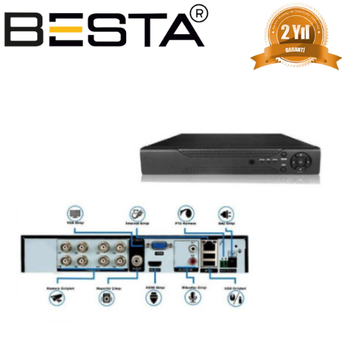 2MP 1080P 8 Kameralı Ahd Güvenlik Seti KD-5209 görünüm