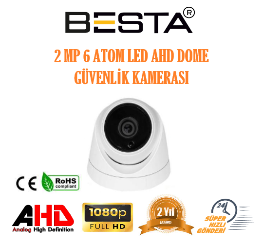 Besta KD-6329 2MP Ahd 1080P Atom Led Dome Güvenlik Kamerası