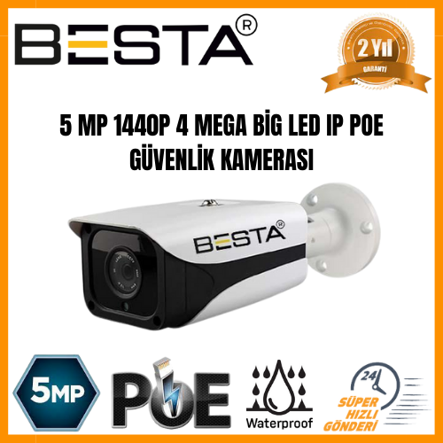 4K 5 MP 1440P 42 IR LED IP POE BULLET GÜVENLİK KAMERASI KD-1436 görünüm