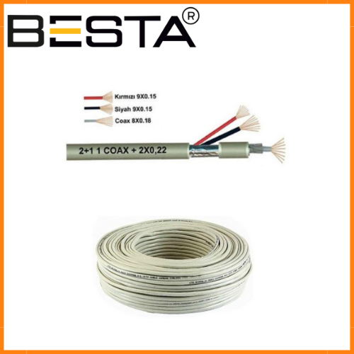 Besta KD-1382 250 Metre 2+1 0,22 CCTV Kamera Kablosu görünüm